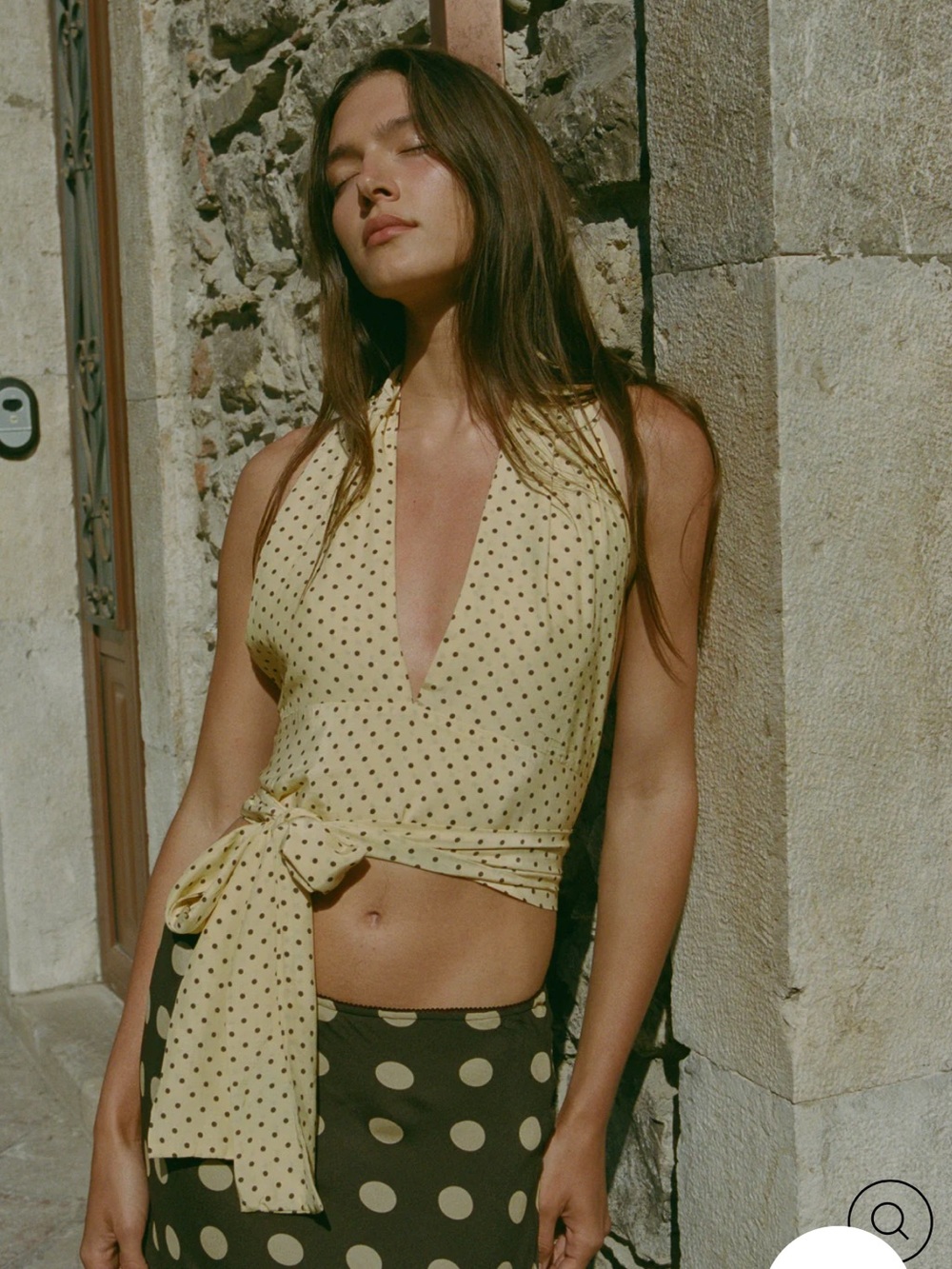 With Jean Rendezvous top in Yellow polka dot
